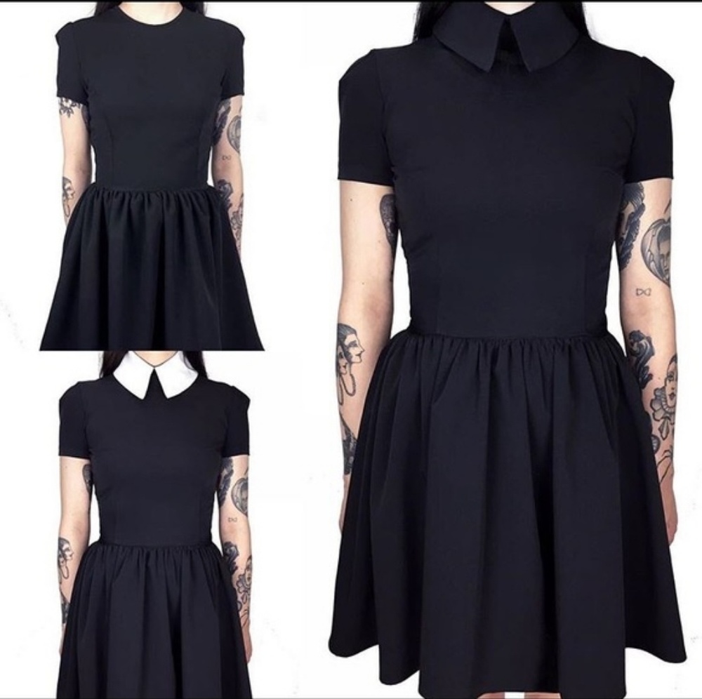 Deandri Roselle Black Dress White Collar